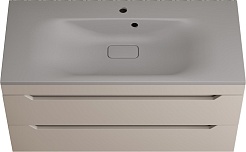 Style Line Тумба с кварцевой раковиной серый шелк Остин 100 подвесная крем – фотография-1